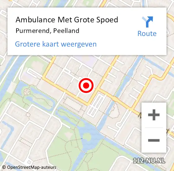 Locatie op kaart van de 112 melding: Ambulance Met Grote Spoed Naar Purmerend, Peelland op 3 december 2022 05:53