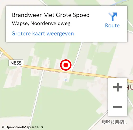 Locatie op kaart van de 112 melding: Brandweer Met Grote Spoed Naar Wapse, Noordenveldweg op 3 december 2022 06:59