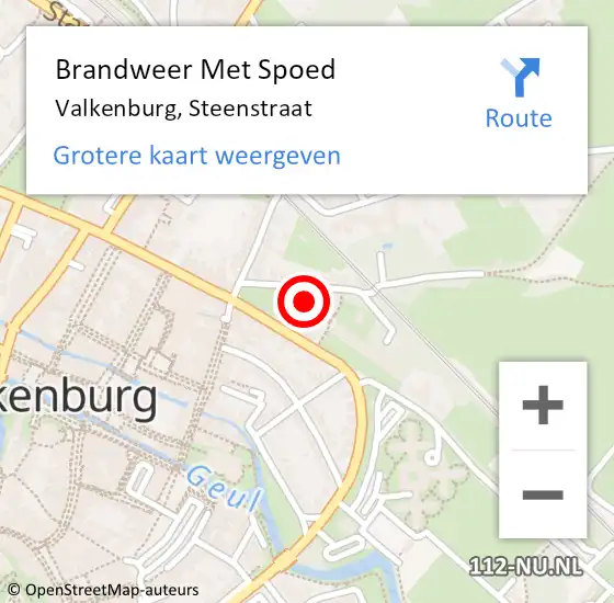 Locatie op kaart van de 112 melding: Brandweer Met Spoed Naar Valkenburg, Steenstraat op 3 december 2022 07:05