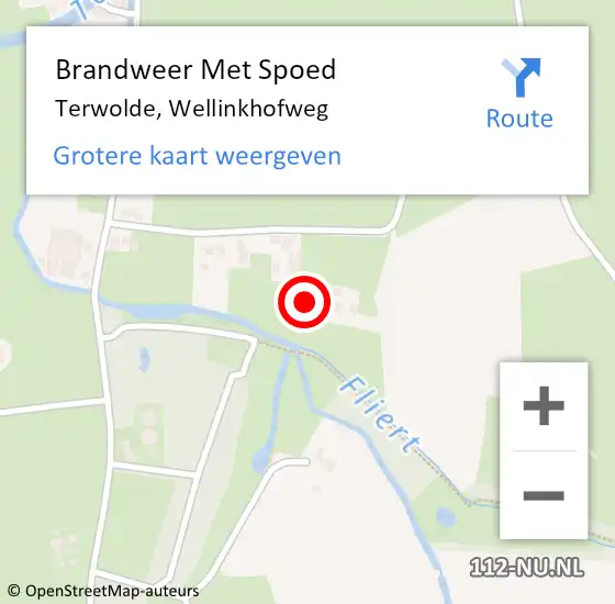 Locatie op kaart van de 112 melding: Brandweer Met Spoed Naar Terwolde, Wellinkhofweg op 3 december 2022 07:41