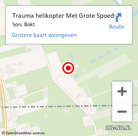 Locatie op kaart van de 112 melding: Trauma helikopter Met Grote Spoed Naar Son, Bokt op 3 december 2022 07:50