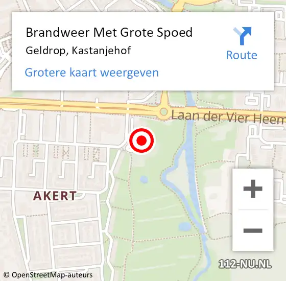 Locatie op kaart van de 112 melding: Brandweer Met Grote Spoed Naar Geldrop, Kastanjehof op 3 december 2022 08:06