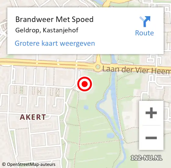 Locatie op kaart van de 112 melding: Brandweer Met Spoed Naar Geldrop, Kastanjehof op 3 december 2022 08:10