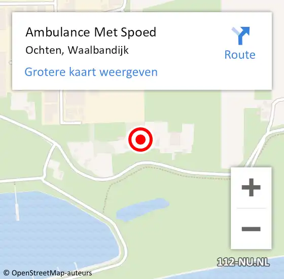 Locatie op kaart van de 112 melding: Ambulance Met Spoed Naar Ochten, Waalbandijk op 3 december 2022 08:44