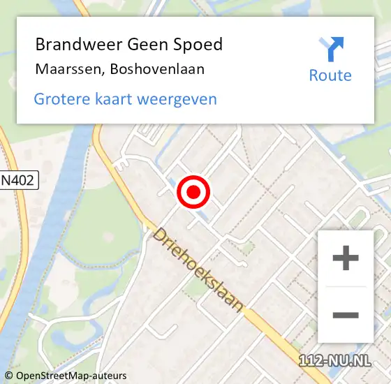 Locatie op kaart van de 112 melding: Brandweer Geen Spoed Naar Maarssen, Boshovenlaan op 3 december 2022 08:49