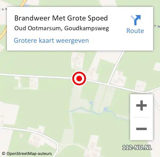 Locatie op kaart van de 112 melding: Brandweer Met Grote Spoed Naar Oud Ootmarsum, Goudkampsweg op 7 augustus 2014 06:12