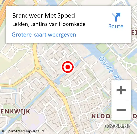 Locatie op kaart van de 112 melding: Brandweer Met Spoed Naar Leiden, Jantina van Hoornkade op 3 december 2022 09:16