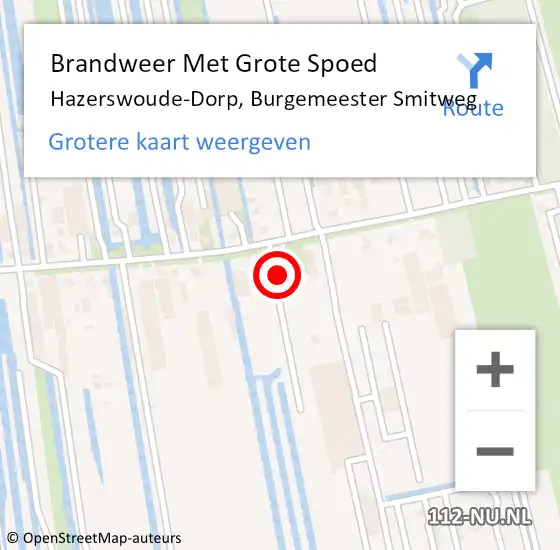 Locatie op kaart van de 112 melding: Brandweer Met Grote Spoed Naar Hazerswoude-Dorp, Burgemeester Smitweg op 3 december 2022 09:34