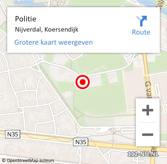 Locatie op kaart van de 112 melding: Politie Nijverdal, Koersendijk op 3 december 2022 09:35