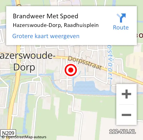 Locatie op kaart van de 112 melding: Brandweer Met Spoed Naar Hazerswoude-Dorp, Raadhuisplein op 3 december 2022 09:38