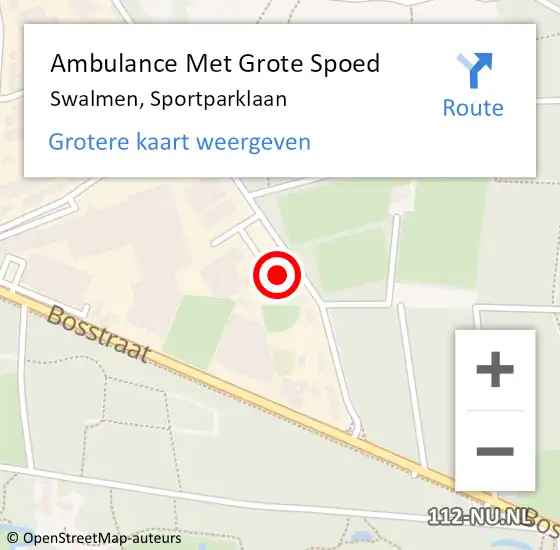 Locatie op kaart van de 112 melding: Ambulance Met Grote Spoed Naar Swalmen, Sportparklaan op 3 december 2022 10:07