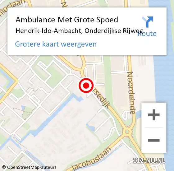Locatie op kaart van de 112 melding: Ambulance Met Grote Spoed Naar Hendrik-Ido-Ambacht, Onderdijkse Rijweg op 3 december 2022 10:17