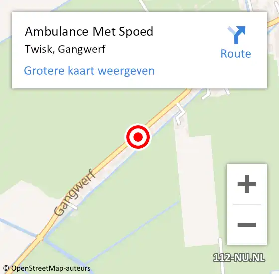 Locatie op kaart van de 112 melding: Ambulance Met Spoed Naar Twisk, Gangwerf op 3 december 2022 10:27