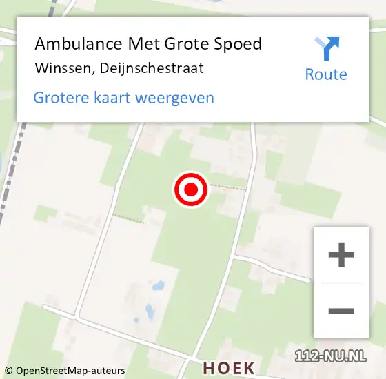 Locatie op kaart van de 112 melding: Ambulance Met Grote Spoed Naar Winssen, Deijnschestraat op 3 december 2022 10:30