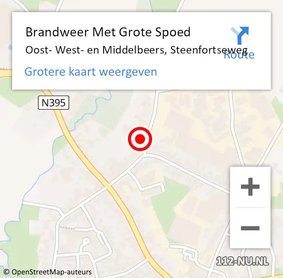 Locatie op kaart van de 112 melding: Brandweer Met Grote Spoed Naar Middelbeers, Steenfortseweg op 3 december 2022 10:34