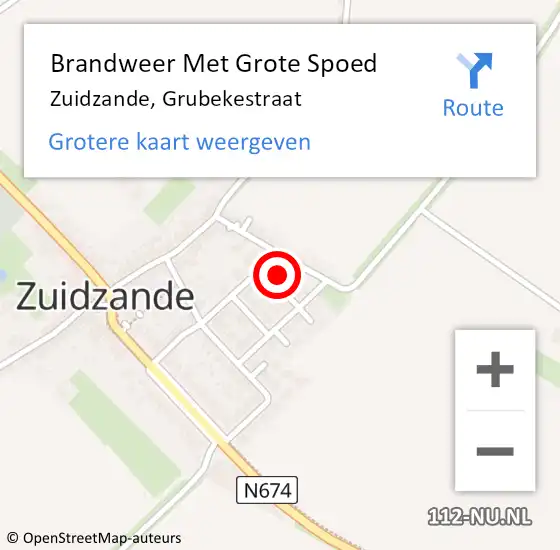 Locatie op kaart van de 112 melding: Brandweer Met Grote Spoed Naar Zuidzande, Grubekestraat op 3 december 2022 11:13