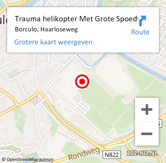 Locatie op kaart van de 112 melding: Trauma helikopter Met Grote Spoed Naar Borculo, Haarloseweg op 3 december 2022 11:33