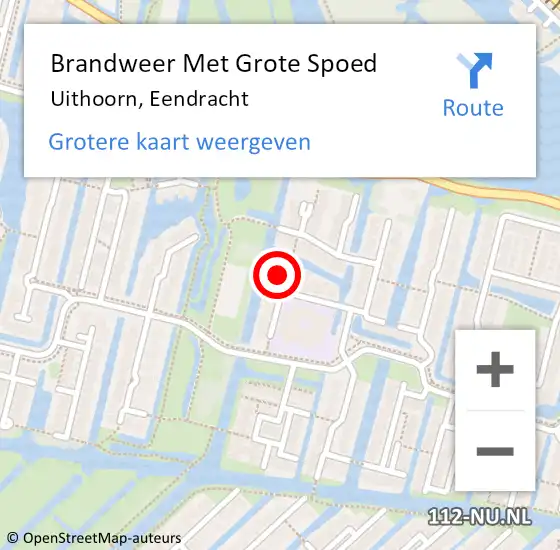 Locatie op kaart van de 112 melding: Brandweer Met Grote Spoed Naar Uithoorn, Eendracht op 3 december 2022 11:42