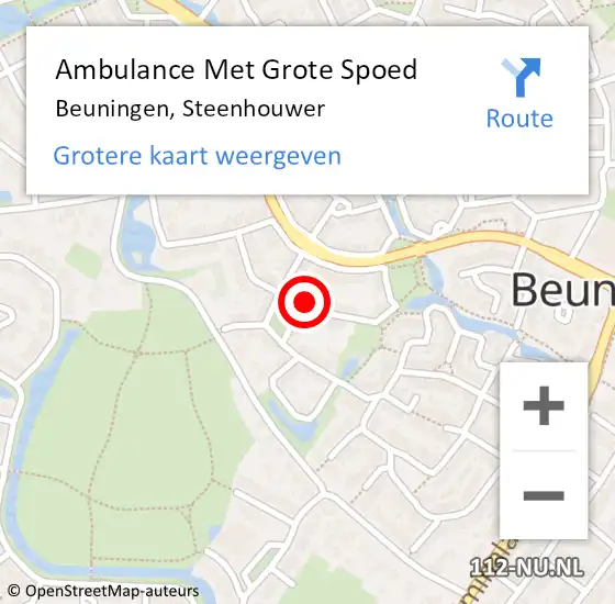 Locatie op kaart van de 112 melding: Ambulance Met Grote Spoed Naar Beuningen, Steenhouwer op 3 december 2022 11:43