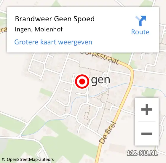 Locatie op kaart van de 112 melding: Brandweer Geen Spoed Naar Ingen, Molenhof op 3 december 2022 12:16