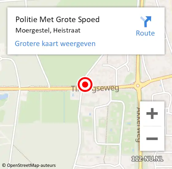 Locatie op kaart van de 112 melding: Politie Met Grote Spoed Naar Moergestel, Heistraat op 3 december 2022 12:17