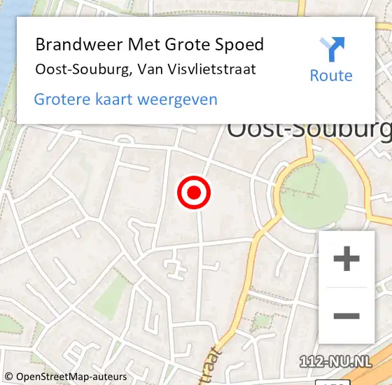 Locatie op kaart van de 112 melding: Brandweer Met Grote Spoed Naar Oost-Souburg, Van Visvlietstraat op 3 december 2022 12:19