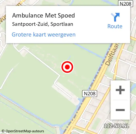 Locatie op kaart van de 112 melding: Ambulance Met Spoed Naar Santpoort-Zuid, Sportlaan op 3 december 2022 12:42