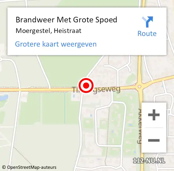 Locatie op kaart van de 112 melding: Brandweer Met Grote Spoed Naar Moergestel, Heistraat op 3 december 2022 12:42