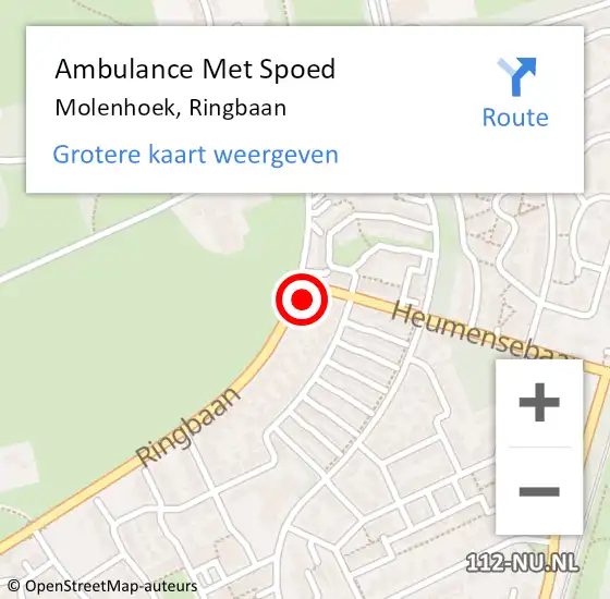 Locatie op kaart van de 112 melding: Ambulance Met Spoed Naar Molenhoek, Ringbaan op 3 december 2022 12:49