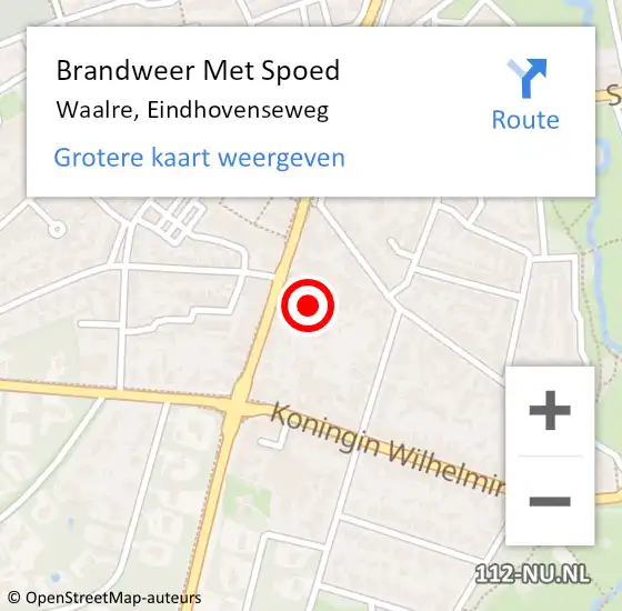 Locatie op kaart van de 112 melding: Brandweer Met Spoed Naar Waalre, Eindhovenseweg op 3 december 2022 13:01