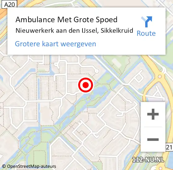 Locatie op kaart van de 112 melding: Ambulance Met Grote Spoed Naar Nieuwerkerk aan den IJssel, Sikkelkruid op 3 december 2022 13:34