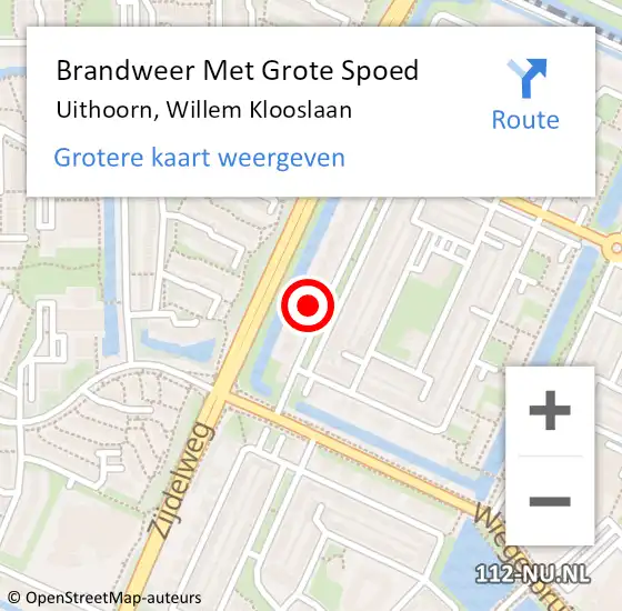 Locatie op kaart van de 112 melding: Brandweer Met Grote Spoed Naar Uithoorn, Willem Klooslaan op 3 december 2022 13:36