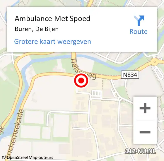 Locatie op kaart van de 112 melding: Ambulance Met Spoed Naar Buren, De Bijen op 3 december 2022 14:14