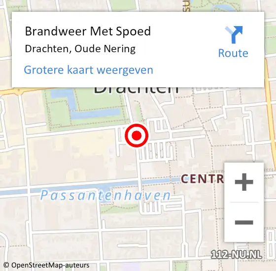 Locatie op kaart van de 112 melding: Brandweer Met Spoed Naar Drachten, Oude Nering op 3 december 2022 14:36