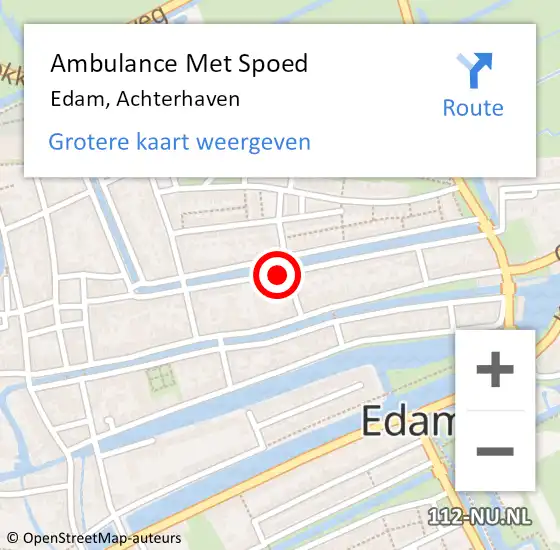 Locatie op kaart van de 112 melding: Ambulance Met Spoed Naar Edam, Achterhaven op 3 december 2022 14:37