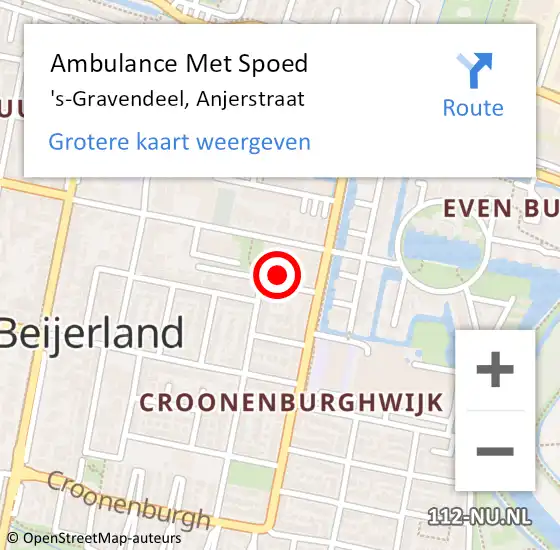 Locatie op kaart van de 112 melding: Ambulance Met Spoed Naar 's-Gravendeel, Anjerstraat op 3 december 2022 15:12