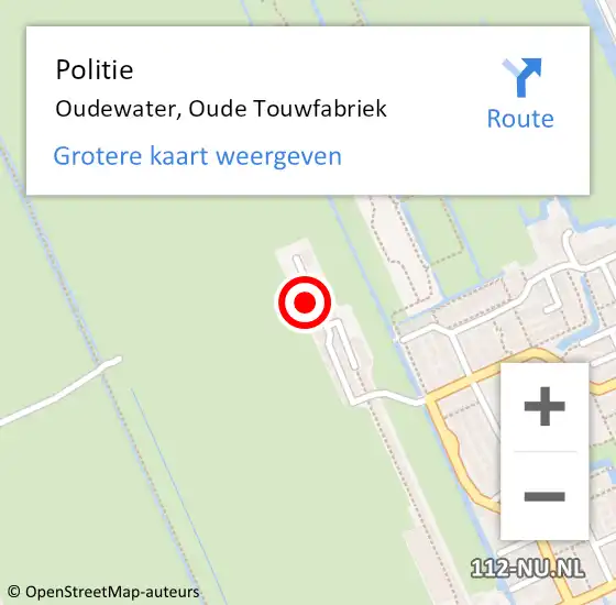 Locatie op kaart van de 112 melding: Politie Oudewater, Oude Touwfabriek op 3 december 2022 15:51