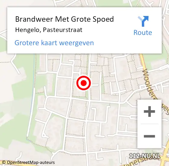 Locatie op kaart van de 112 melding: Brandweer Met Grote Spoed Naar Hengelo, Pasteurstraat op 3 december 2022 15:58