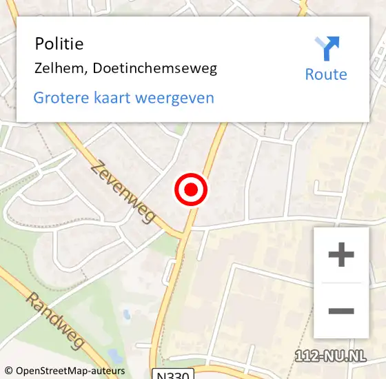 Locatie op kaart van de 112 melding: Politie Zelhem, Doetinchemseweg op 3 december 2022 16:11