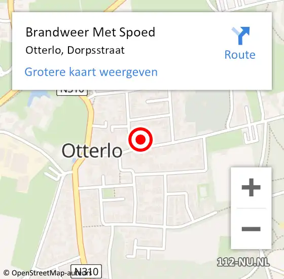 Locatie op kaart van de 112 melding: Brandweer Met Spoed Naar Otterlo, Dorpsstraat op 3 december 2022 17:15