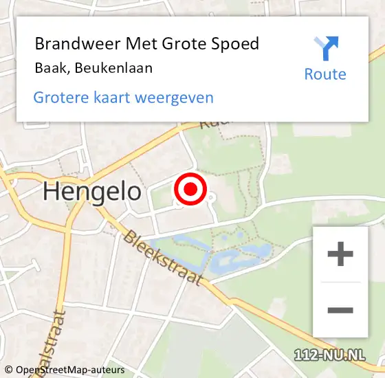 Locatie op kaart van de 112 melding: Brandweer Met Grote Spoed Naar Baak, Beukenlaan op 3 december 2022 17:36