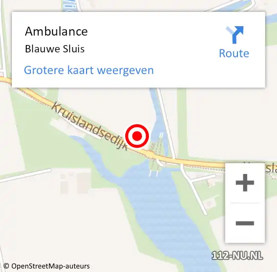 Locatie op kaart van de 112 melding: Ambulance Blauwe Sluis op 7 augustus 2014 08:01
