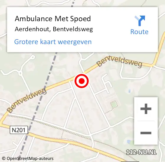 Locatie op kaart van de 112 melding: Ambulance Met Spoed Naar Aerdenhout, Bentveldsweg op 3 december 2022 17:57