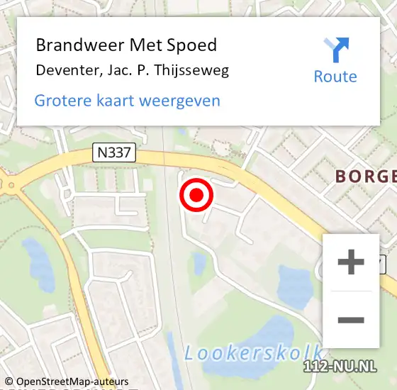 Locatie op kaart van de 112 melding: Brandweer Met Spoed Naar Deventer, Jac. P. Thijsseweg op 3 december 2022 18:15