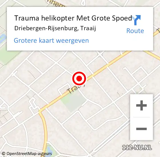 Locatie op kaart van de 112 melding: Trauma helikopter Met Grote Spoed Naar Driebergen-Rijsenburg, Traaij op 3 december 2022 18:28