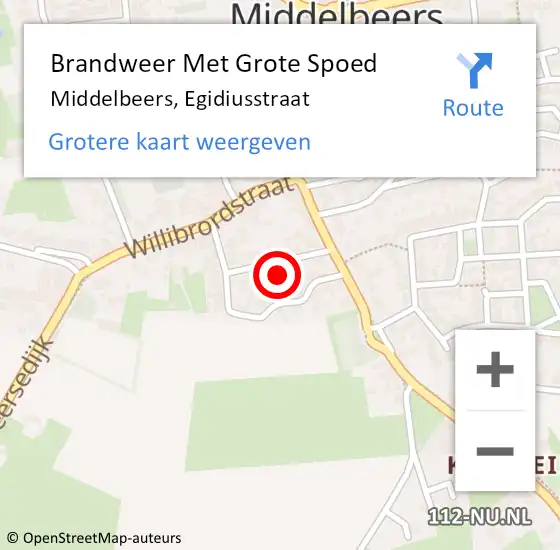 Locatie op kaart van de 112 melding: Brandweer Met Grote Spoed Naar Middelbeers, Egidiusstraat op 3 december 2022 18:32