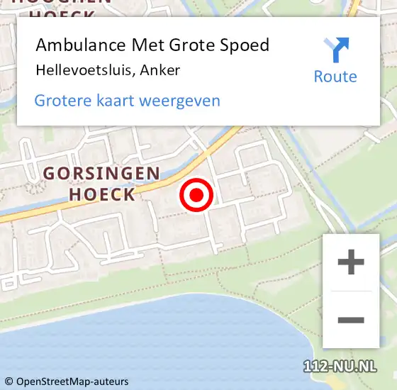 Locatie op kaart van de 112 melding: Ambulance Met Grote Spoed Naar Hellevoetsluis, Anker op 3 december 2022 18:43