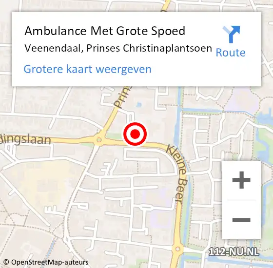 Locatie op kaart van de 112 melding: Ambulance Met Grote Spoed Naar Veenendaal, Prinses Christinaplantsoen op 3 december 2022 19:01