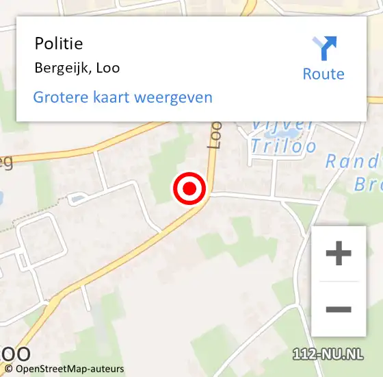 Locatie op kaart van de 112 melding: Politie Bergeijk, Loo op 3 december 2022 19:10