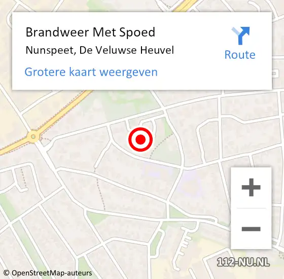 Locatie op kaart van de 112 melding: Brandweer Met Spoed Naar Nunspeet, De Veluwse Heuvel op 3 december 2022 19:18